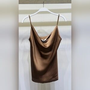 (9861-SOL-CML) SPAGHETTI STRAP COWL FRONT CAMI